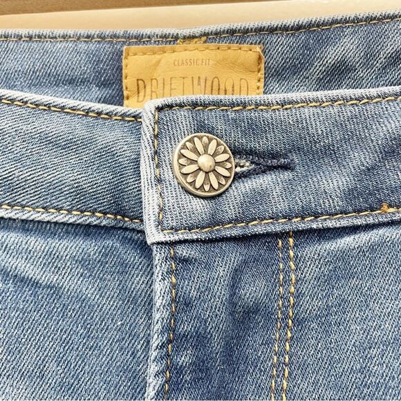 Driftwood Colette Straight Leg Boho Jeans Medium Wash Plaid Tartan Cuff Size 29 - Picture 8 of 14